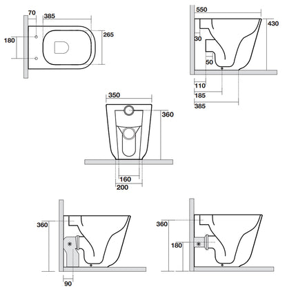 Sanitari filomuro 54x35 cm collezione Tribeca Kerasan con sedile soft close