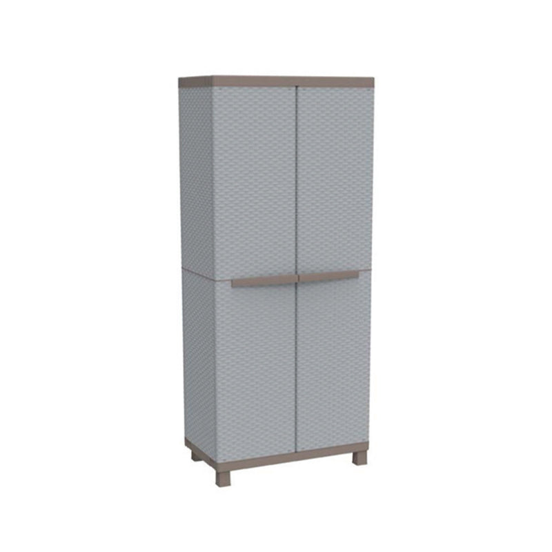Armadio Terry a 2 ante e 3 ripiani sul lato destro - Grigio/Tortora effetto Rattan by CeramicStore | Lo specialista del tuo bagno