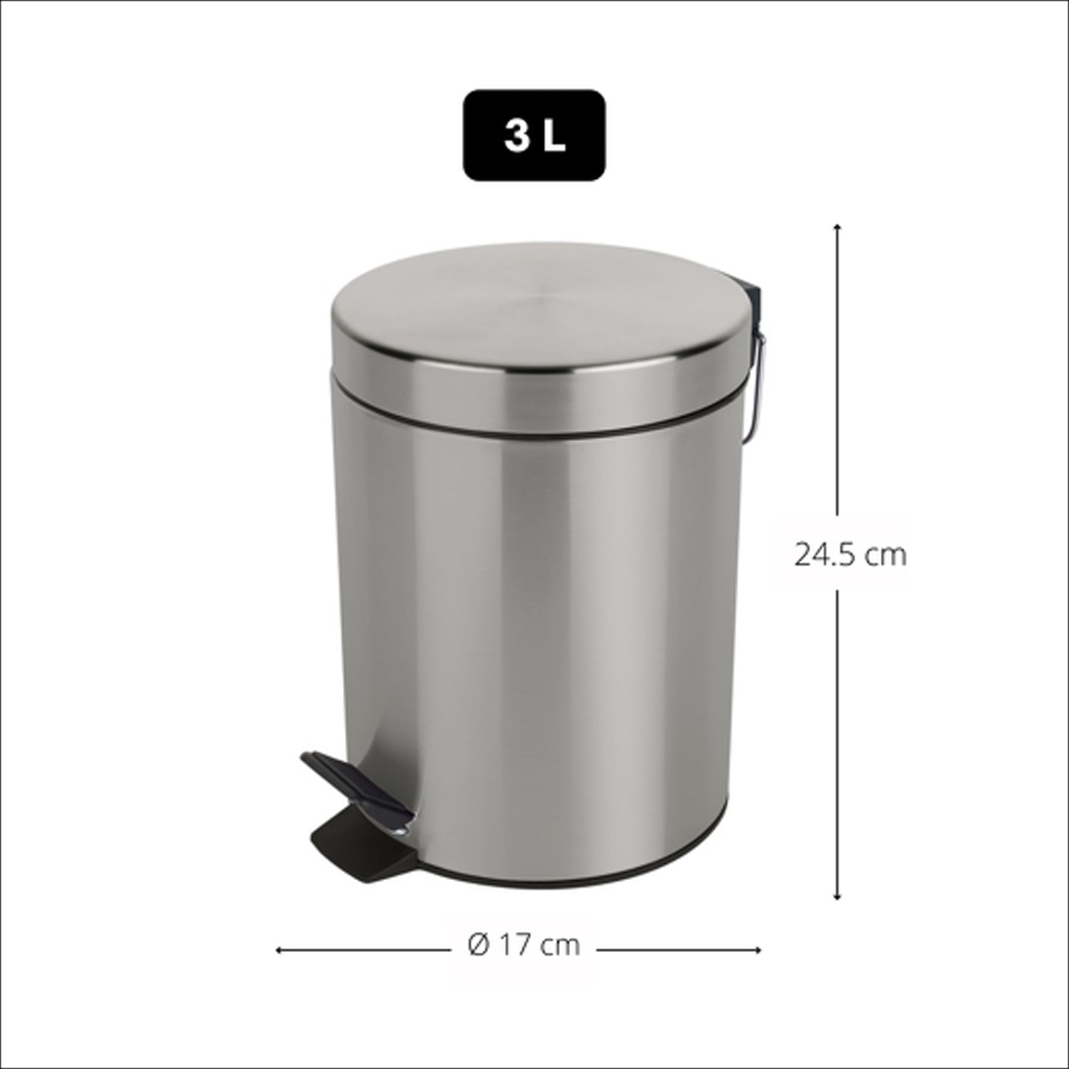 Pattumiera a pedale da 3L in Acciaio modello Sydney - Spazzolato by CeramicStore | Lo specialista del tuo bagno
