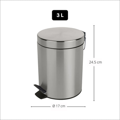 Pattumiera a pedale da 3L in Acciaio modello Sydney - Spazzolato by CeramicStore | Lo specialista del tuo bagno
