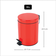 Pattumiera a pedale da 3L in Acciaio modello Sydney - Rosso by CeramicStore | Lo specialista del tuo bagno