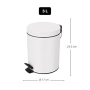 Pattumiera a pedale da 3L in Acciaio modello Sydney - Bianco by CeramicStore | Lo specialista del tuo bagno