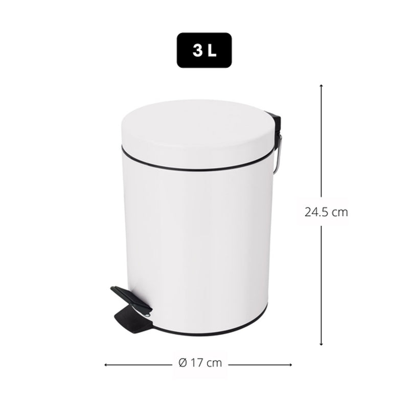 Pattumiera a pedale da 3L in Acciaio modello Sydney - Bianco by CeramicStore | Lo specialista del tuo bagno
