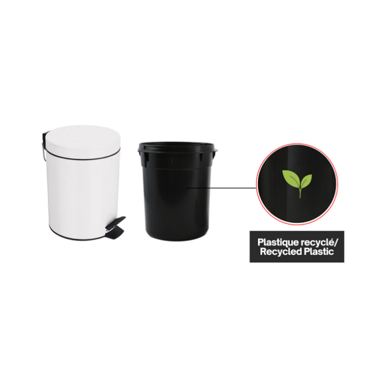 Pattumiera a pedale da 3L in Acciaio modello Sydney - Bianco by CeramicStore | Lo specialista del tuo bagno