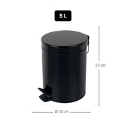 Pattumiera a pedale da 5L in Acciaio modello Sydney - Nero by CeramicStore | Lo specialista del tuo bagno