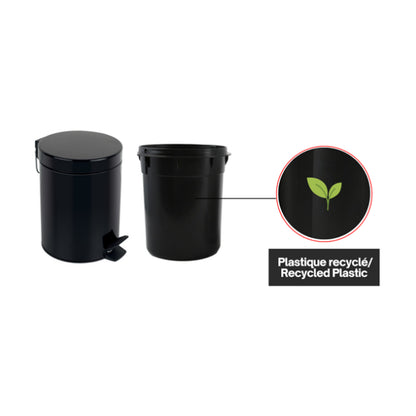 Pattumiera a pedale da 5L in Acciaio modello Sydney - Nero by CeramicStore | Lo specialista del tuo bagno
