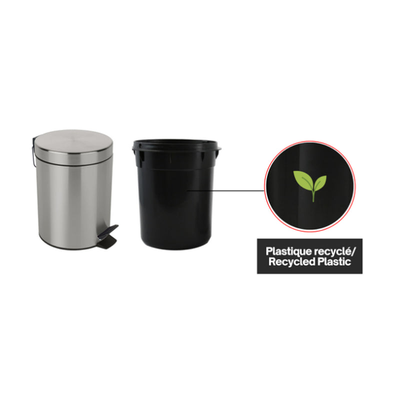 Pattumiera a pedale da 5L in Acciaio modello Sydney - Spazzolato by CeramicStore | Lo specialista del tuo bagno