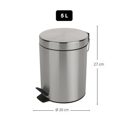 Pattumiera a pedale da 5L in Acciaio modello Sydney - Spazzolato by CeramicStore | Lo specialista del tuo bagno