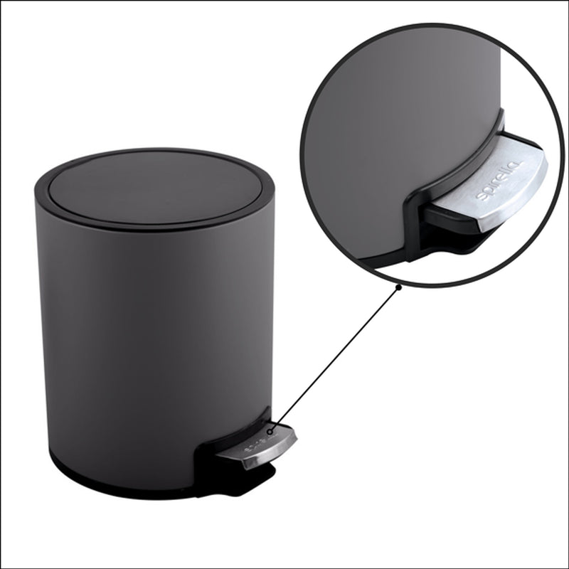 Pattumiera a pedale da 3L modello Riku in Acciaio Inox - Grigio Opaco by CeramicStore | Lo specialista del tuo bagno