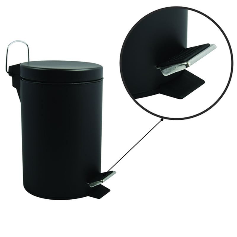 Pattumiera a pedale da 5L in Acciaio Inox - Nero by CeramicStore | Lo specialista del tuo bagno