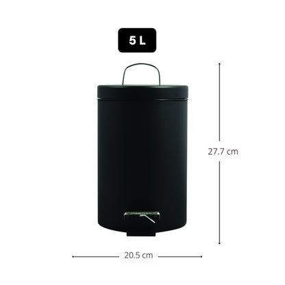 Pattumiera a pedale da 5L in Acciaio Inox - Nero by CeramicStore | Lo specialista del tuo bagno