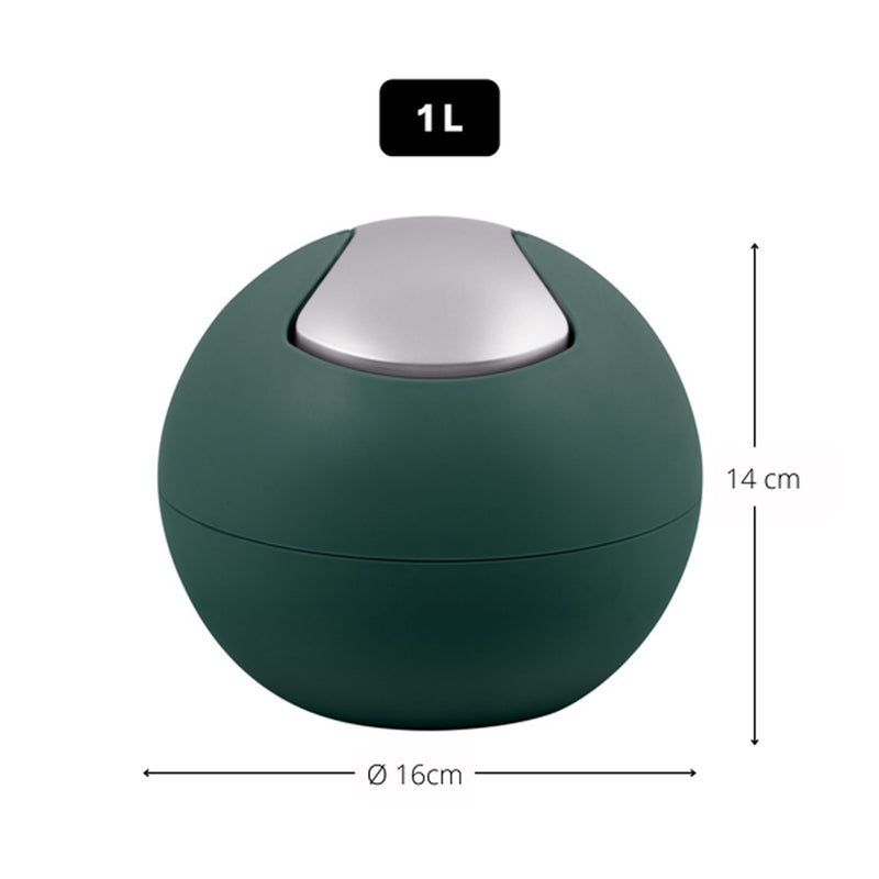 Pattumiera da 1L con coperchio basculante rimovibile modello Bowl - Verde Matt by CeramicStore | Lo specialista del tuo bagno