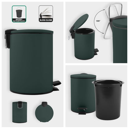 Pattumiera a pedale 3L in Acciaio modello Adelar - Verde Scuro Opaco by CeramicStore | Lo specialista del tuo bagno