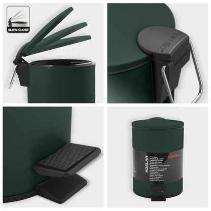 Pattumiera a pedale 3L in Acciaio modello Adelar - Verde Scuro Opaco by CeramicStore | Lo specialista del tuo bagno