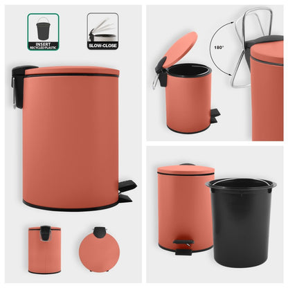 Pattumiera a pedale 3L in Acciaio modello Adelar - Terracotta Opaco by CeramicStore | Lo specialista del tuo bagno