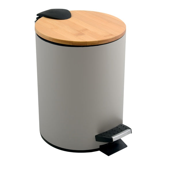 Pattumiera a pedale 5L in Acciaio e Bambà¹ modello Adonis - Tortora Opaco by CeramicStore | Lo specialista del tuo bagno