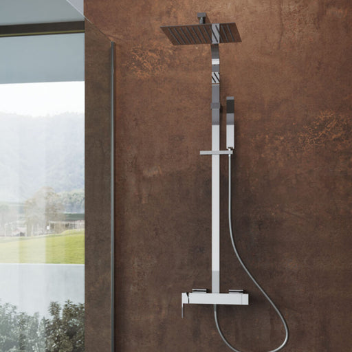 Colonna Doccia Squadrata soffione quadrato 25x25 cm in acciaio inox ultra slim e miscelatore integrato by CeramicStore | Lo specialista del tuo bagno