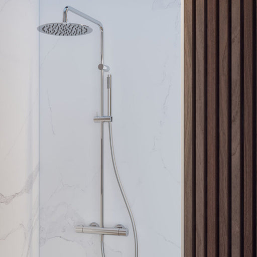 Colonna Doccia Idra con miscelatore termostatico e soffione tondo d.25 cm in acciaio inox ultra slim by CeramicStore | Lo specialista del tuo bagno