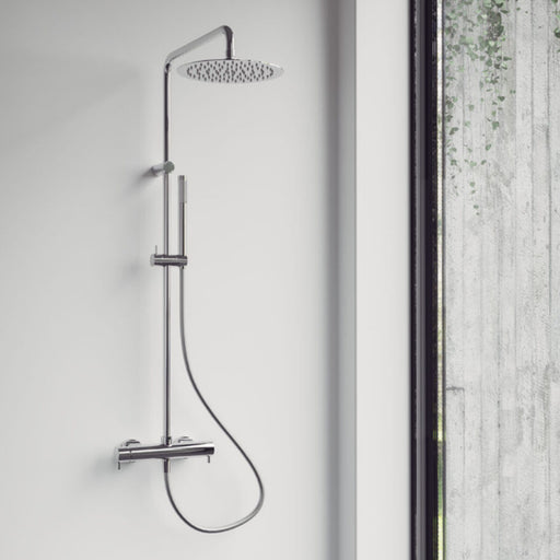 Colonna Doccia Idra con miscelatore esterno e soffione tondo d.25 cm in acciaio inox ultra slim by CeramicStore | Lo specialista del tuo bagno