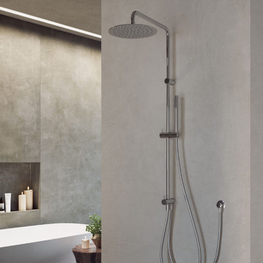 Colonna Doccia Idra con soffione tondo d.25 cm in acciaio inox e doccetta in ottone by CeramicStore | Lo specialista del tuo bagno