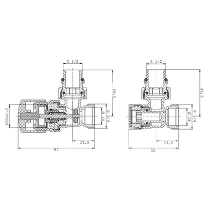 Kit valvola termostatizzabile e detentore a squadra 3/4€™€™ EK con adattatori 16x2 mm Lazzarini - Bianco by CeramicStore | Lo specialista del tuo bagno