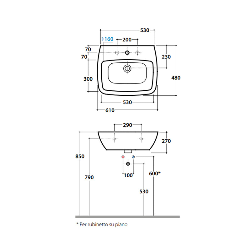 Lavabo sospeso Daily 61x48x27 cm Ceramica Globo - Bianco lucido by CeramicStore | Lo specialista del tuo bagno