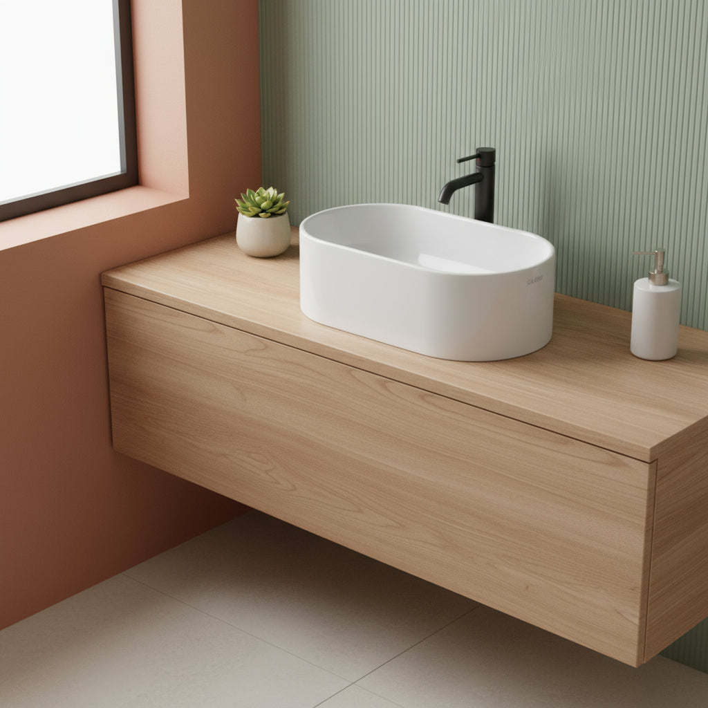 Lavabo da appoggio Bonsai 34x19x12 cm Ceramica Globo - Bianco lucido