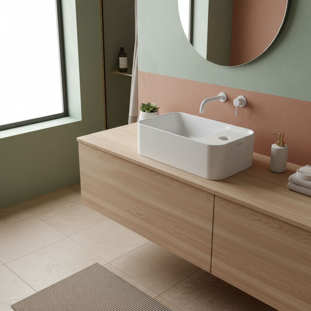 Lavabo rettangolare da appoggio Bonsai 34x19x12 cm Ceramica Globo - Bianco lucido