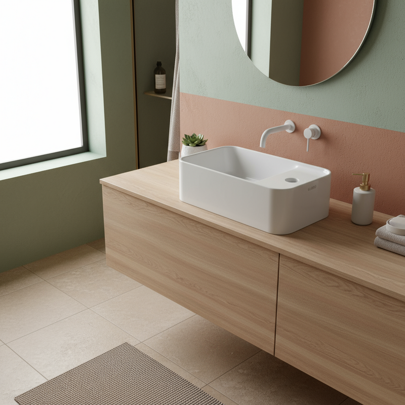 Lavabo rettangolare da appoggio Bonsai 34x19x12 cm Ceramica Globo - Bianco lucido