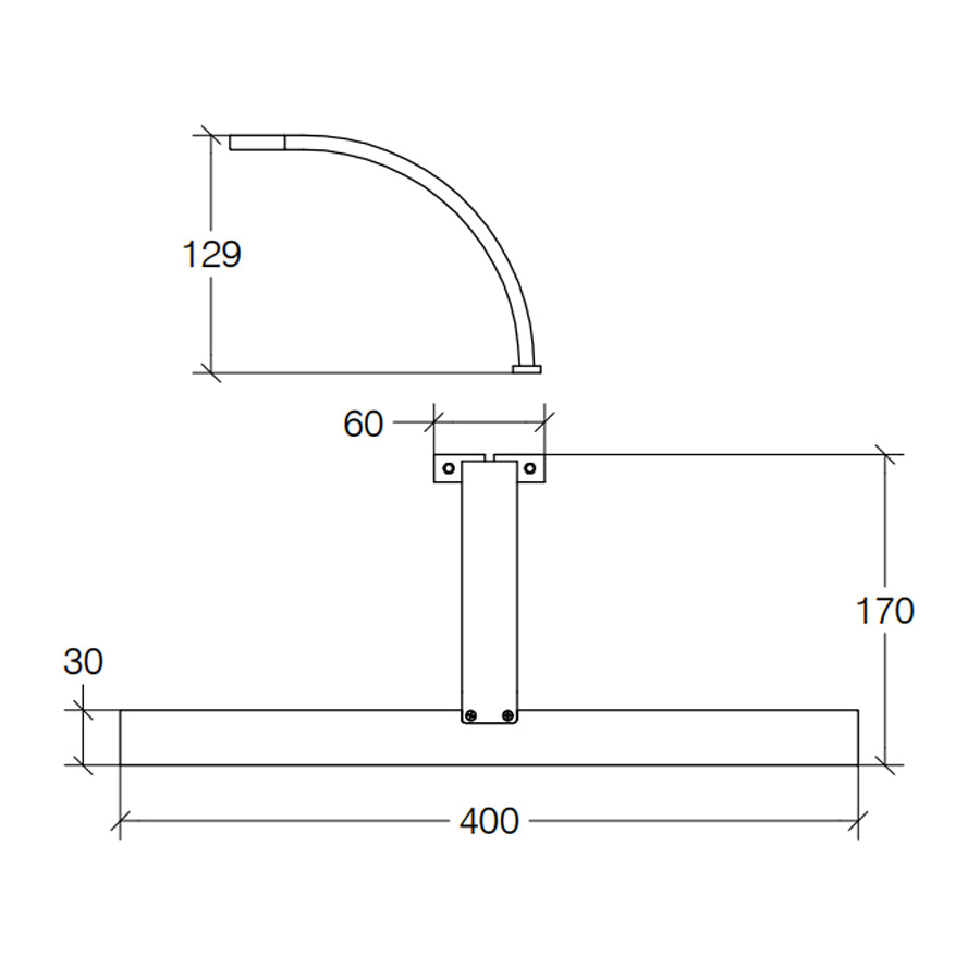 Lampada specchio a Led squadrata con braccio ricurvo in alluminio cromato Lineabeta Ciari Distanza dallo specchio cm 17 by CeramicStore | Lo specialista del tuo bagno