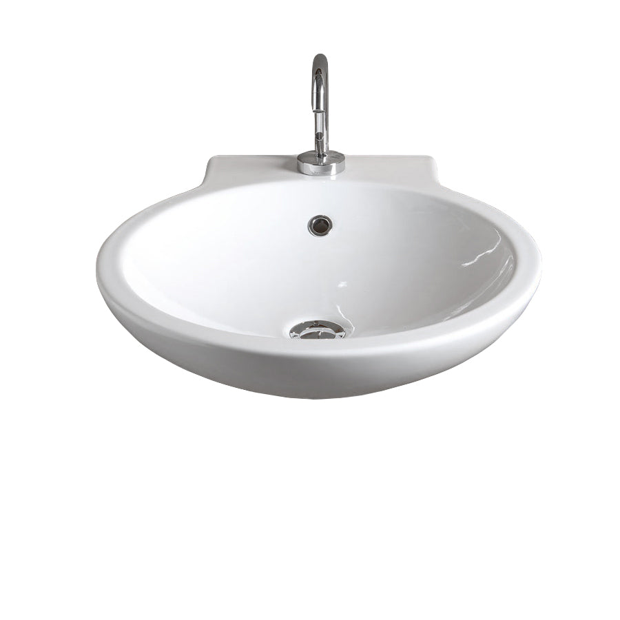 Lavabo sospeso e da appoggio Girotondo in ceramica lucida bianca  cm 50x57