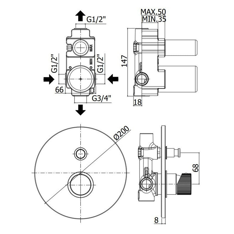 Miscelatore doccia con deviatore a pulsante 2 uscite Paffoni Jo cromato by CeramicStore | Lo specialista del tuo bagno