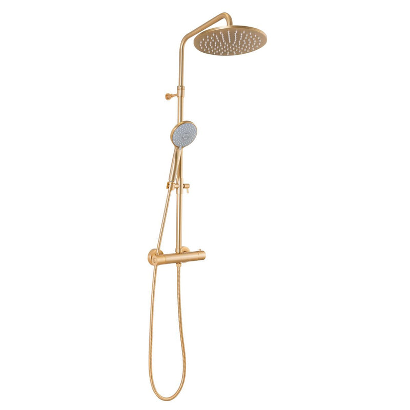 Colonna doccia oro spazzolato orientabile con soffione, doccino e deviatore incorporato MX3C by CeramicStore | Lo specialista del tuo bagno