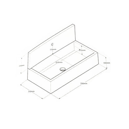 Acquaio da giardino con paraschizzi in cemento Antracite cm 70x35 cm modello Q-Desy XL by CeramicStore | Lo specialista del tuo bagno