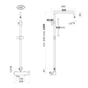 Colonna doccia nero orientabile con soffione, doccino e termostatico TM3C by CeramicStore | Lo specialista del tuo bagno