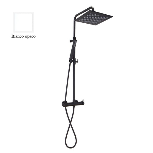 Colonna doccia bianco orientabile con soffione quadro, doccino e deviatore incorporato MX3C by CeramicStore | Lo specialista del tuo bagno