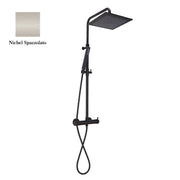 Colonna doccia nichel spazzolato orientabile con soffione quadro, doccino e termostatico TM3C by CeramicStore | Lo specialista del tuo bagno