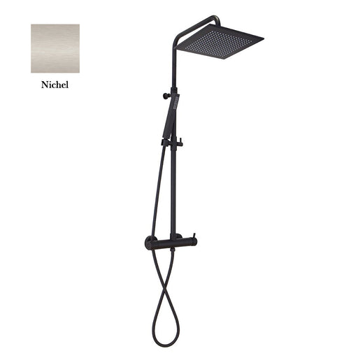 Colonna doccia nichel opaco orientabile con soffione quadro, doccino e termostatico TM3C by CeramicStore | Lo specialista del tuo bagno