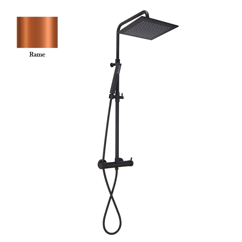 Colonna doccia rame orientabile con soffione quadro, doccino e termostatico TM3C by CeramicStore | Lo specialista del tuo bagno