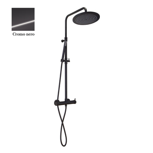 Colonna doccia cromo nero orientabile con soffione tondo, doccino e termostatico TM3C by CeramicStore | Lo specialista del tuo bagno