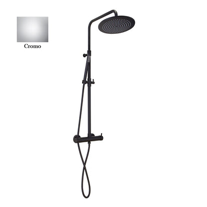 Colonna doccia cromo orientabile con soffione tondo, doccino e termostatico TM3C by CeramicStore | Lo specialista del tuo bagno