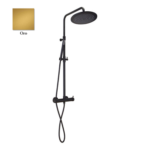 Colonna doccia oro orientabile con soffione tondo, doccino e deviatore incorporato MX3C by CeramicStore | Lo specialista del tuo bagno