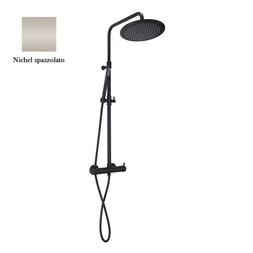 Colonna doccia nichel spazzolato orientabile con soffione tondo, doccino e termostatico TM3C by CeramicStore | Lo specialista del tuo bagno