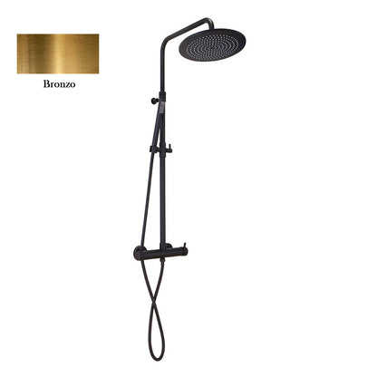 Colonna doccia bronzo orientabile con soffione tondo, doccino e termostatico TM3C by CeramicStore | Lo specialista del tuo bagno