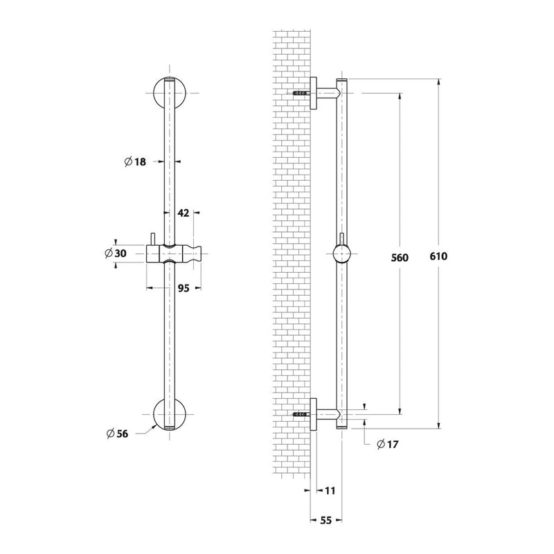 Saliscendi Stilo 18mm con doccia Artist e flessibile bianco by CeramicStore | Lo specialista del tuo bagno