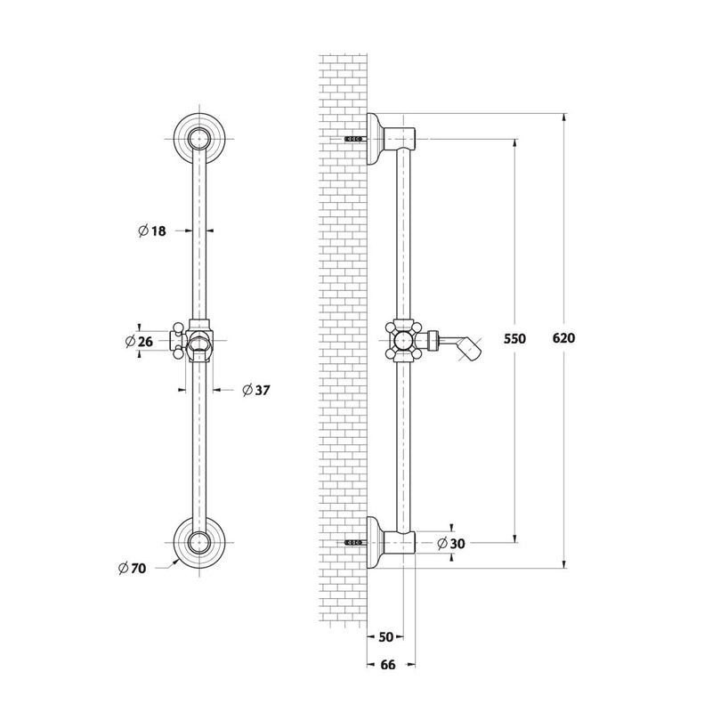 Saliscendi antico oro 18mm con doccia Violetta con manopola ottone by CeramicStore | Lo specialista del tuo bagno