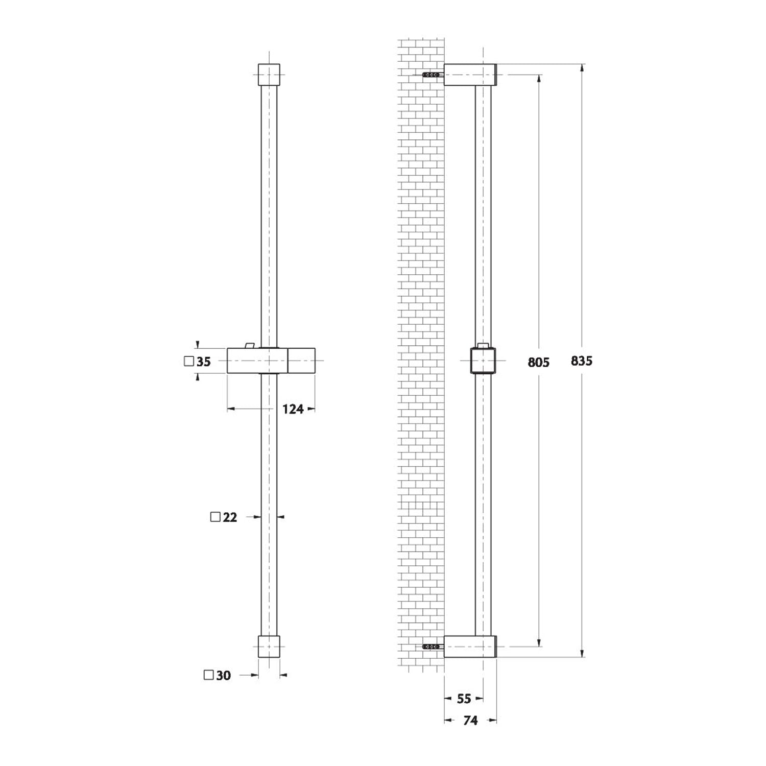 Saliscendi Design in acciaio 22x22mm con portasapone by CeramicStore | Lo specialista del tuo bagno