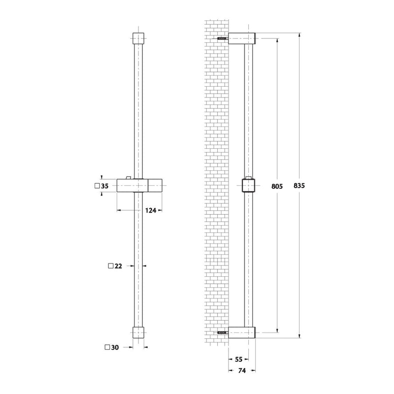 Saliscendi Design in acciaio 22x22mm con portasapone by CeramicStore | Lo specialista del tuo bagno