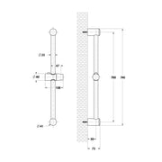 Saliscendi Firenze in acciaio 25mm con scorrevole in abs by CeramicStore | Lo specialista del tuo bagno