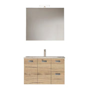 Mobile bagno sospeso con base, lavabo e specchiera con Led modello Elisa 85 - Quercia Naturale by CeramicStore | Lo specialista del tuo bagno